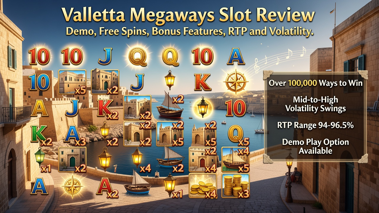 Valletta Megaways Slot Review: Demo, Free Spins, Bonus Features, RTP and Volatility